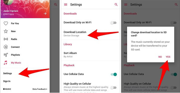move apple music to android sd card